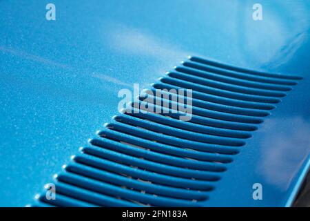 air intake grille on the body of a retro car Stock Photo