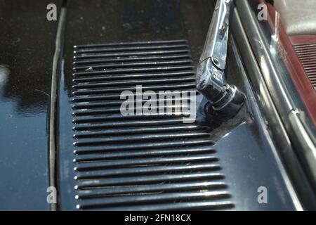 air intake grille on the body of a retro car Stock Photo