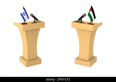 Relationship between Israel and Palestine. 3D illustration Stock Photo
