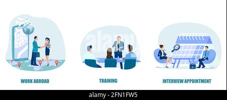 Vector of business people applying for job abroad and internship Stock Vector