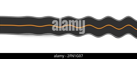 narrow winding road slippery asphalt warning graphic curve roadway, mountain hills and bad gravel way icon vector illustration. Stock Vector