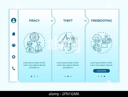 Copyright contravention types onboarding vector template Stock Vector