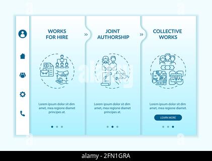 Copyright law special principles onboarding vector template Stock Vector