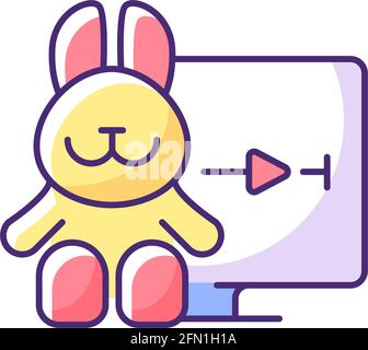 Cartoons streaming RGB color icon Stock Vector
