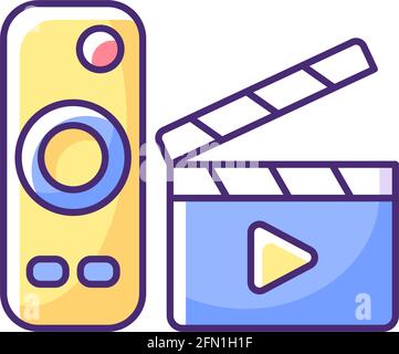 Movies streaming RGB color icon Stock Vector