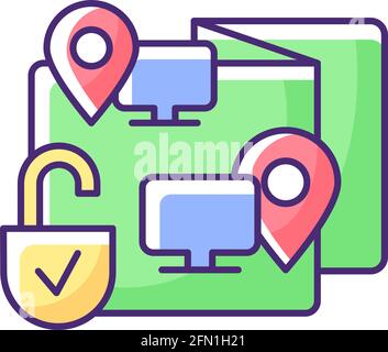 Remote co-watching RGB color icon Stock Vector