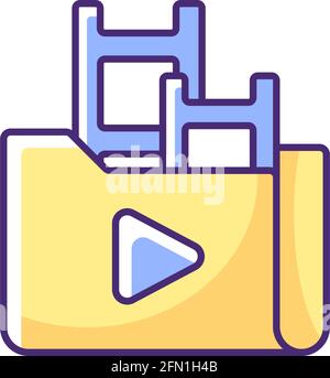 Streaming service library RGB color icon Stock Vector