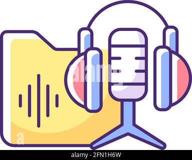 Podcasts library RGB color icon Stock Vector