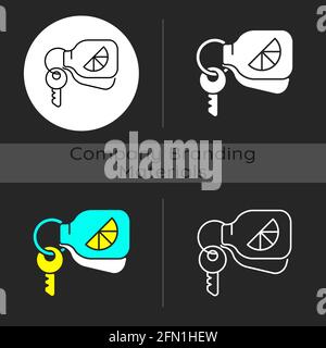 Branded keyring dark theme icon Stock Vector