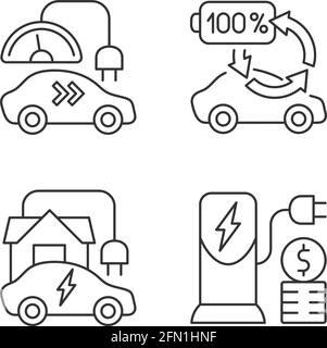 Electric vehicle charging linear icons set Stock Vector Image & Art - Alamy