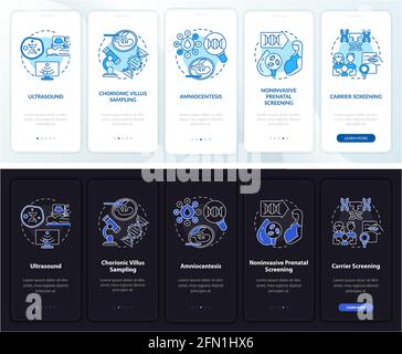 Genetic diseases testing onboarding mobile app page screen with concepts Stock Vector