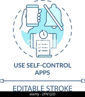 Use self control apps blue concept icon Stock Vector