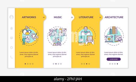 Original works types onboarding vector template Stock Vector