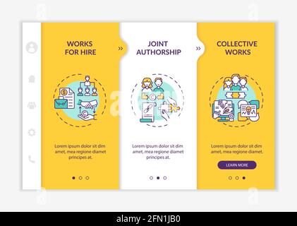 Copyright law special principles onboarding vector template Stock Vector