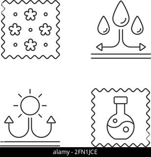 Fabric features linear icons set Stock Vector