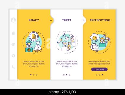 Copyright contravention types onboarding vector template Stock Vector