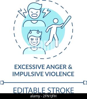 Excessive anger and impulsive violence blue concept icon Stock Vector