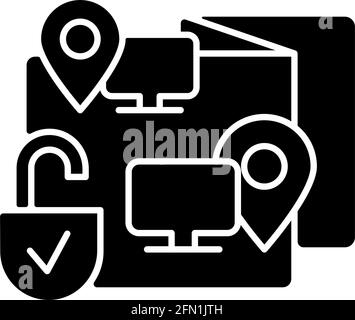 Remote co-watching black glyph icon Stock Vector