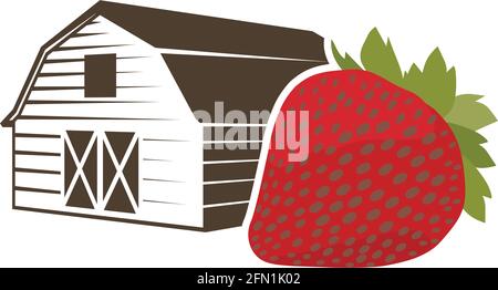 barn and cherry, agriculture related vector Stock Vector