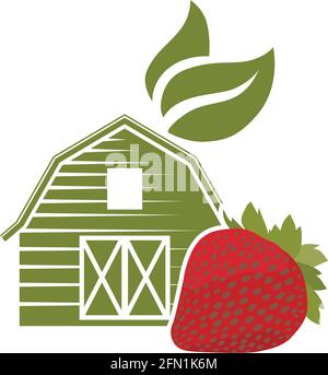 barn and cherry, agriculture related vector Stock Vector
