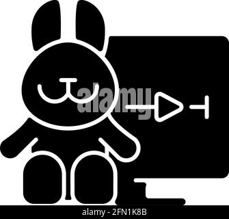Cartoons streaming black glyph icon Stock Vector