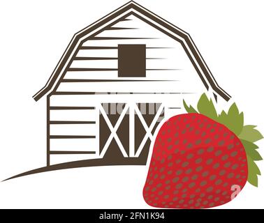 barn and cherry, agriculture related vector Stock Vector