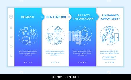 Job transition reasons onboarding mobile app page screen with concepts Stock Vector
