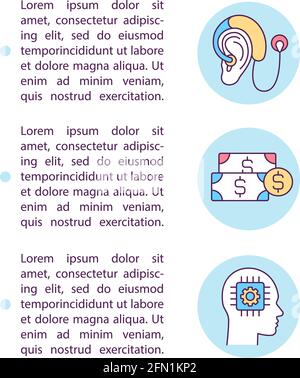 Hearing devices cost concept line icons with text Stock Vector