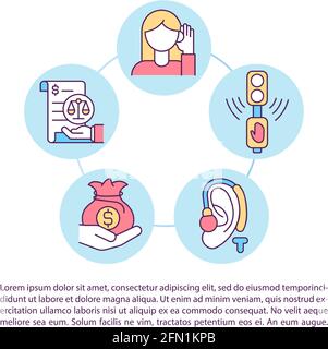 Societal costs concept line icons with text Stock Vector