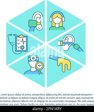 Clinical ear examination concept line icons with text Stock Vector