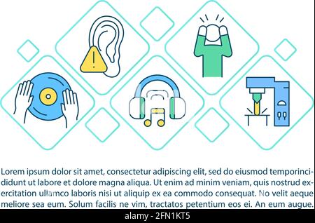 Hearing protection concept line icons with text Stock Vector