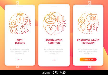 Genetic defects results red onboarding mobile app page screen with concepts Stock Vector