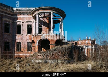 Old abandoned manor Otrada-Semenovskoye in Moscow Region, Russia. Stock Photo