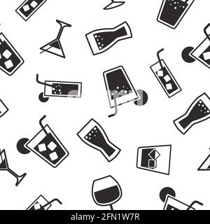 Drink Pattern. Vector seamless pattern o background with drinks Stock Vector
