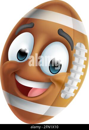 American Football Ball Emoticon Emoji Cartoon Icon Stock Vector