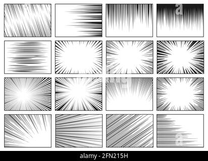 Speed lines, motion strip manga comic horizontal and radial effect