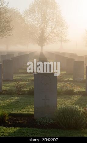 Groesbeek, The Netherlands - May 13 2021: Netherlands Canadian War Cemetery and Second World War memorial site in Groesbeek, Photographed during the m Stock Photo
