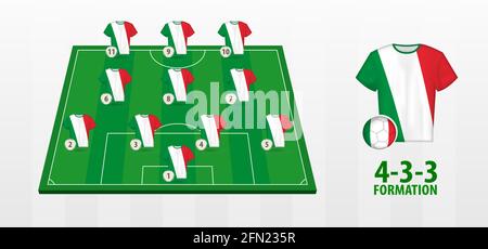 Football Field With Italy Team Lineup For European Competition Soccer Players On Half Football Field Stock Vector Image Art Alamy