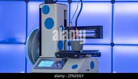 3D printer at work with printer 3D model High quality photo Stock Photo