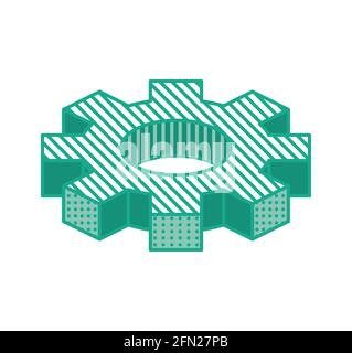 Gear Isolated on White. Vector Illustration. Outline Isometric Icon for Infographic, Website or App. Stock Vector