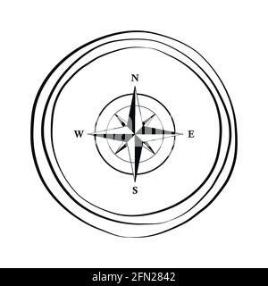 compass wind rose travel graphic on white background Stock Vector