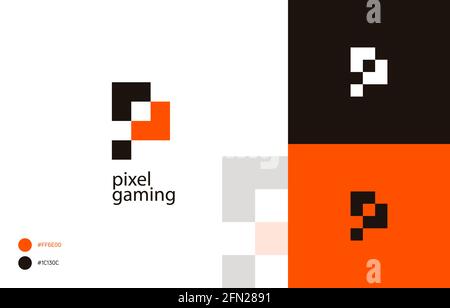 Pixel Gaming Logo Template Vector, Pixel letter P Stock Vector