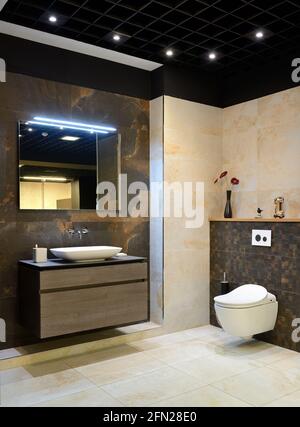 Interior of modern  bathroom. Exclusive design Stock Photo