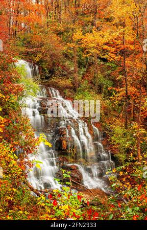 Issaqueena Falls during autumn season in Walhalla, South Carolina, USA. Stock Photo