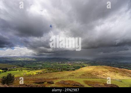 Rainstorm over the Vale of Clwyd, North Wales Stock Photo
