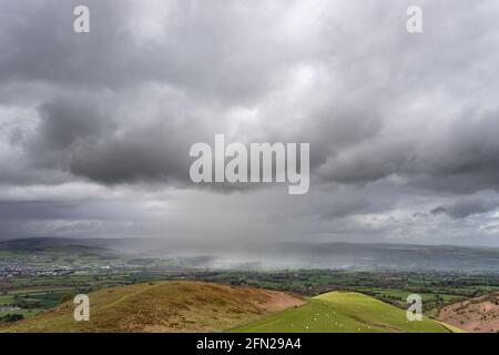 Rainstorm over the Vale of Clwyd, North Wales Stock Photo