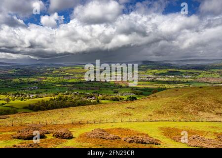 Vale of Clwyd under cloudy skies, North Wales Stock Photo