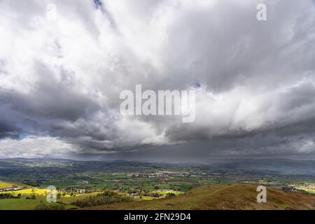 Rainstorm over the Vale of Clwyd, North Wales Stock Photo