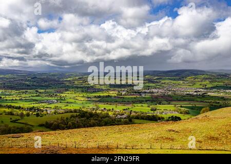 Vale of Clwyd under cloudy skies, North Wales Stock Photo