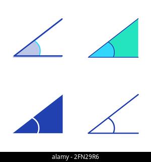 Marked angle icon set in flat and line style. Mathematical symbol. Vector illustration. Stock Vector